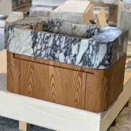 Handcrafted Wood Vanity Base, Customizable Cabinet For Marble Sink, Wooden Bathroom - thumbnail 2