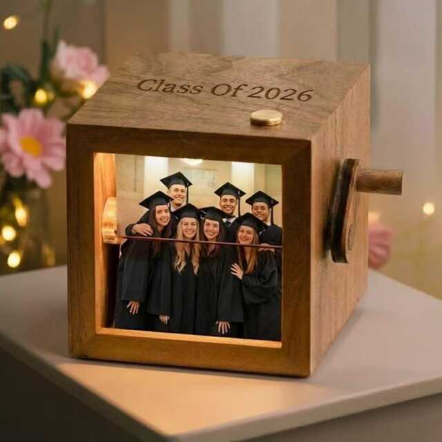 Personalized Classmate Photo Flipbook Frame, Graduation Box With Light, University Friend Group Box, Keepsake - image 1