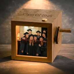 Personalized Classmate Photo Flipbook Frame, Graduation Box With Light, University Friend Group Box, Keepsake - thumbnail 3