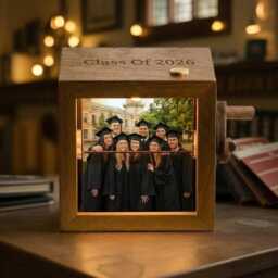 Personalized Classmate Photo Flipbook Frame, Graduation Box With Light, University Friend Group Box, Keepsake - thumbnail 2