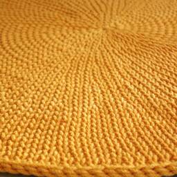 Round Orange Rug - 90 cm - Handmade Cotton Crochet Carpet - thumbnail 2