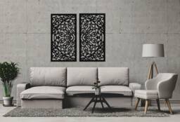 3D Stylish Wood Wall Art Decor, Moroccan Style, Openwork Ornament Picture, Living Room, Decorative Wooden Arabic Panel - thumbnail 1