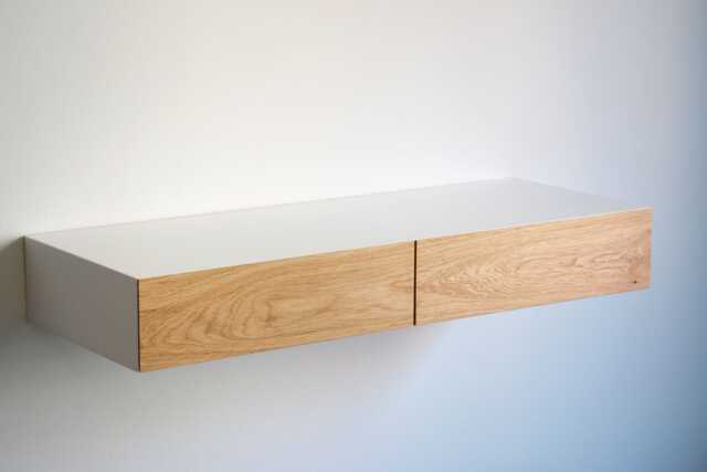 Minimalist White Floating Dressing Table With Oak Drawers - image 1
