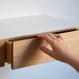 Minimalist White Floating Dressing Table With Oak Drawers - thumbnail 2