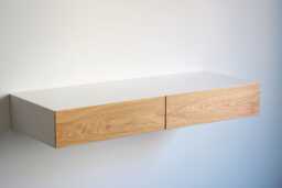 Minimalist White Floating Dressing Table With Oak Drawers - thumbnail 1