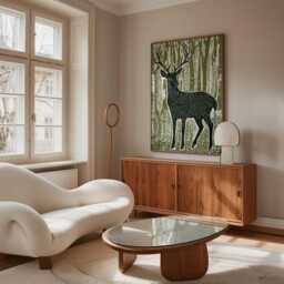 stag in Forest Poster, Japanese Woodblock Art Print - thumbnail 2