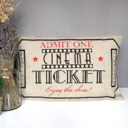 Cinema Decor, Linen Cushion, Pillows With Sayings, Cinema, Decorative For Couch, Pillow Cover, Movie Lover, Home Theater Decor - thumbnail 3