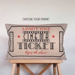 Cinema Decor, Linen Cushion, Pillows With Sayings, Cinema, Decorative For Couch, Pillow Cover, Movie Lover, Home Theater Decor - thumbnail 1