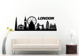 London City England Landmark Skyline View Tall Buildings Bridges Wall Decal Vinyl Sticker Mural Room Decor L1034 - thumbnail 1