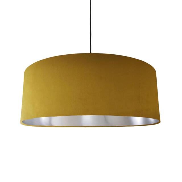 Extra Large Mustard Velvet Lampshade With Silver Lining - image 1