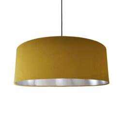 Extra Large Mustard Velvet Lampshade With Silver Lining - thumbnail 1