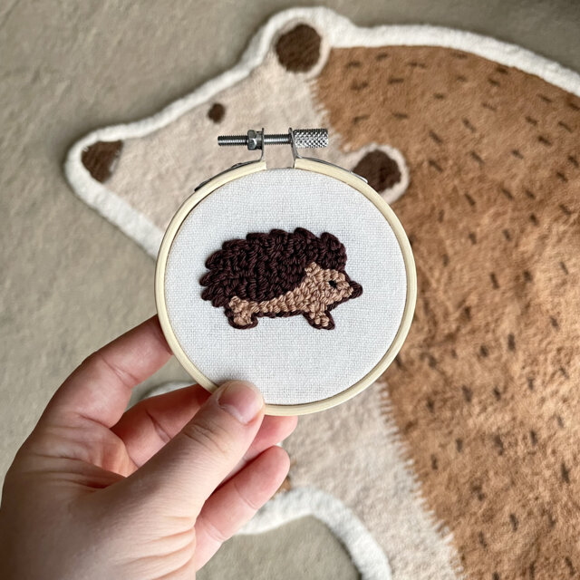 Mini Hedgehog Wall Decor, Punch Needle , Kids Decor, Children's Nursery Embroidery, Kids Room Embroidery - image 1