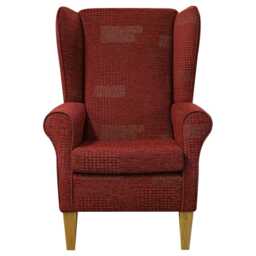 Large Red Patchwork High Back Chair - Upholstered Armchair Handmade in Britain - thumbnail 2