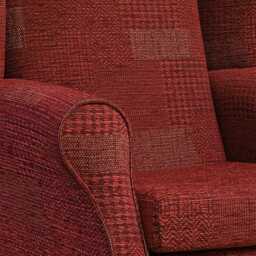 Large Red Patchwork High Back Chair - Upholstered Armchair Handmade in Britain - thumbnail 3
