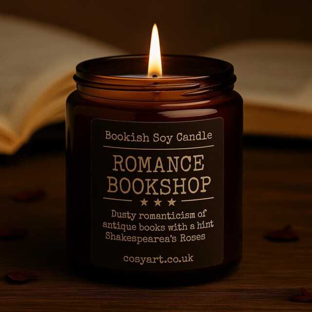 Romance Bookshop Scented Soy Candle Rose, Amber, Sandalwood - 180Ml - image 1