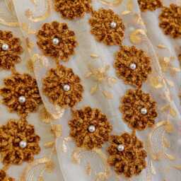 Custom Curtains Embroidered Flower With Pearl Voile Curtain Bedroom Living Room 3 Colours - thumbnail 2