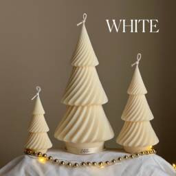 Swirl Ribbed Christmas Tree Candle Handmade Soy Wax Decor - thumbnail 2