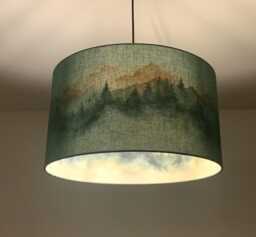 "Lampshade ""Forest in The Mountains-Moss Green" - thumbnail 1