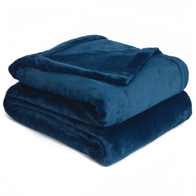 Effortless Bedding Oversized Patented Plush Semi Fitted Bed Blanket, Blue - image 1