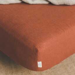 striped Linen Fitted Sheet With Deep Pockets, Handmade Breathable Bedding, Natural Mattress Cover For Modern Homes & Relaxed Sleep Spaces - thumbnail 4