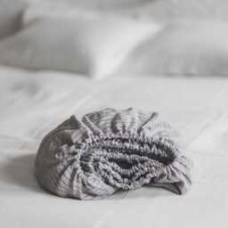 striped Linen Fitted Sheet With Deep Pockets, Handmade Breathable Bedding, Natural Mattress Cover For Modern Homes & Relaxed Sleep Spaces - thumbnail 2