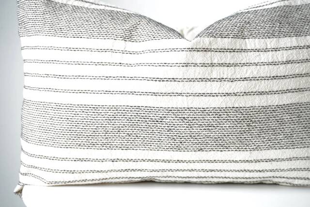 Cream Black Striped Pillow Cover - image 1