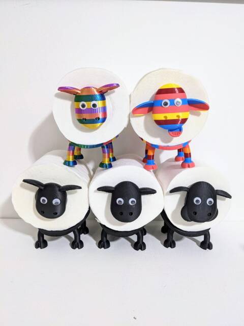Funny Sheep Toilet Roll Holder Choose , Rainbow Or Black, Mix & Match Your Unique Gift Set. UK Handmade Quirky Eco Friendly Present - image 1