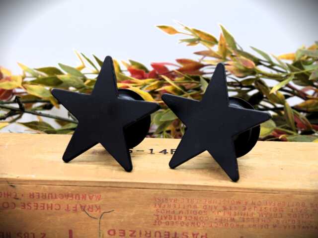Set Of - 2 Wrought Iron Star Shape Taper Holder, Led Primitive Decor, Rustic Country Decor - image 1