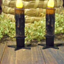 Set Of - 2 Wrought Iron Star Shape Taper Holder, Led Primitive Decor, Rustic Country Decor - thumbnail 4