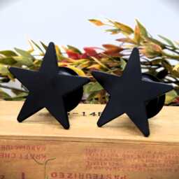 Set Of - 2 Wrought Iron Star Shape Taper Holder, Led Primitive Decor, Rustic Country Decor - thumbnail 2