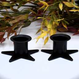 Set Of - 2 Wrought Iron Star Shape Taper Holder, Led Primitive Decor, Rustic Country Decor - thumbnail 2