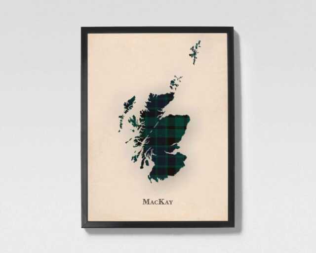 Clan Mackay Scottish Tartan Map - Of Scotland Family Wall Decor, Ready To Hang - image 1