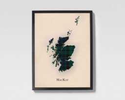 Clan Mackay Scottish Tartan Map - Of Scotland Family Wall Decor, Ready To Hang - thumbnail 1