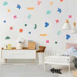 Colorful Wall Decals, Abstract Modern Decor, Shapes Stickers, Fun Kid Toddler Room Playroom Decals - thumbnail 3