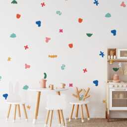 Colorful Wall Decals, Abstract Modern Decor, Shapes Stickers, Fun Kid Toddler Room Playroom Decals - thumbnail 1