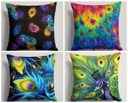 Peacock Feather Pillow Cover/Tropical Decorative Case/Animal Cushion Cover/Farmhouse Decor/Peacock Lumbar Pillow/Feather Decor