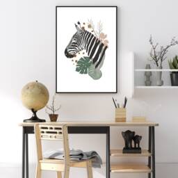 Jungle Zebra Print - Tropical Giraffe, Botanical Animal Print, Leaves, Wild Child, Animal, Safari Bedroom, Boho Wall Art - thumbnail 3