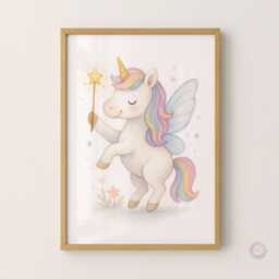 Nursery Unicorn Print Set - 3 Posters - Girls Bedroom Prints Rainbow Unicorns Wall Art Decor - thumbnail 3