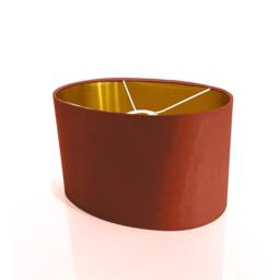 New Luxury High Quality Terracotta Red 59 Cotton Fabric Lamp Shade Oval Shape Oval Metallic Lining - thumbnail 2