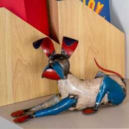 Upcycled Tin Lying Dog Sculpture - Handcrafted Recycled Metal Art - thumbnail 3