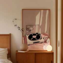 Vinyl Record Player Poster - Retro Music Illustration Print Minimal Pink Audio Wall Art - thumbnail 2