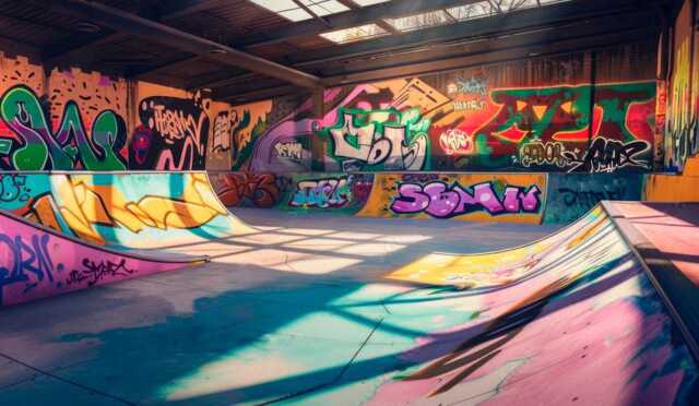 Graffiti Wall Mural - Street Art Wallpaper Skate Park Design Urban Room Decor For Teens & Gamers Removable Peel Stick - image 1