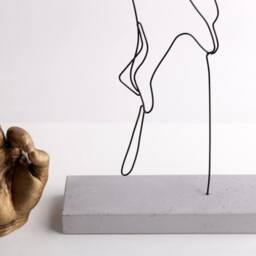 Handmade Wire Sculpture Abstract Tabletop Art On Concrete Base - thumbnail 3
