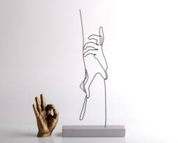 Handmade Wire Sculpture Abstract Tabletop Art On Concrete Base