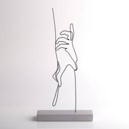 Handmade Wire Sculpture Abstract Tabletop Art On Concrete Base - thumbnail 2