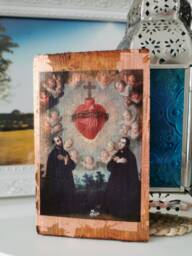 Holy Heart Wooden Wall Art Rose Gold Baroque Catholic Relic - thumbnail 1