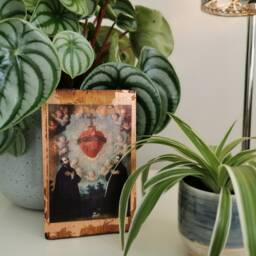 Holy Heart Wooden Wall Art Rose Gold Baroque Catholic Relic - thumbnail 2