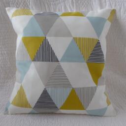 Hare & Geometric Print Cushion Covers, Duck Egg Blue, 16 - thumbnail 3