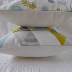 Hare & Geometric Print Cushion Covers, Duck Egg Blue, 16 - thumbnail 2