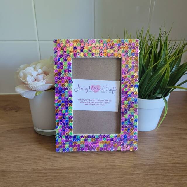 Colourful Cog Sequins Photo Frame 4 X 6 Inches - image 1